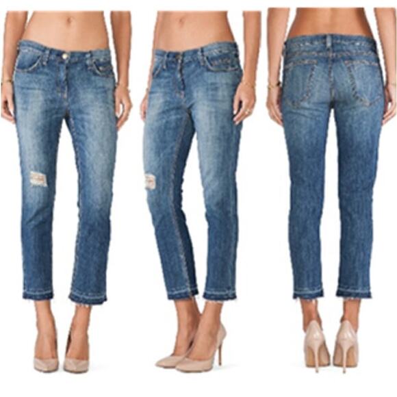 Current/Elliott Denim - Current/Elliot The Cropped Straight Distressed Denim Jeans (29)